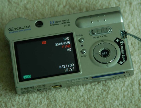 Casio Exilim S3 Digital Camera Back